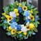 24-Inch Spring Wreath for Front Door – Artificial Sunflowers, Lemons & Blue Hydrangeas, Luxury Colorful Floral Wreath for Indoor & Outdoor Farmhouse Home Decor